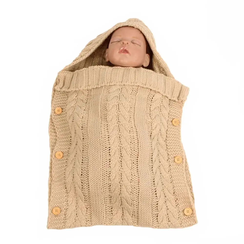 Newborn Baby Wrap Swaddle Blanket Unisex Infant Baby Stroller Wrap Soft Thick Knit Wrap Bag Receiving Blanket for 0-24