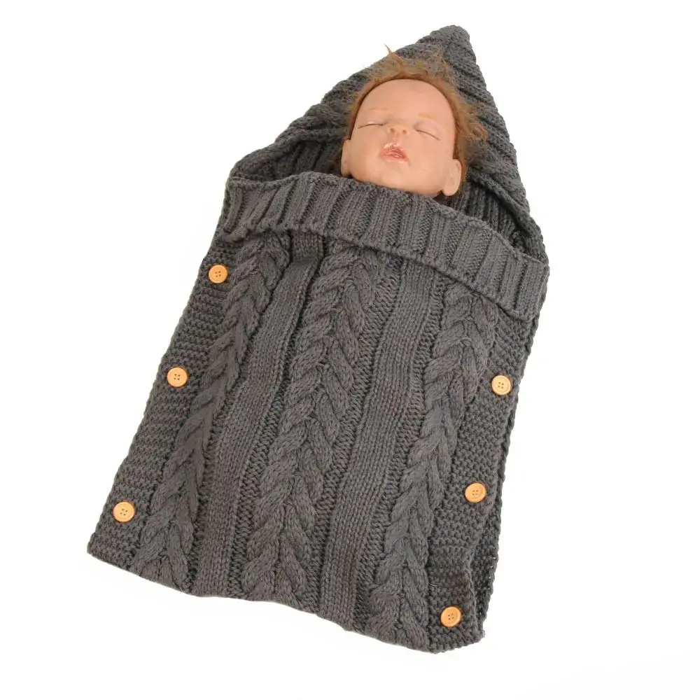 Newborn Baby Wrap Swaddle Blanket Unisex Infant Baby Stroller Wrap Soft Thick Knit Wrap Bag Receiving Blanket for 0-24