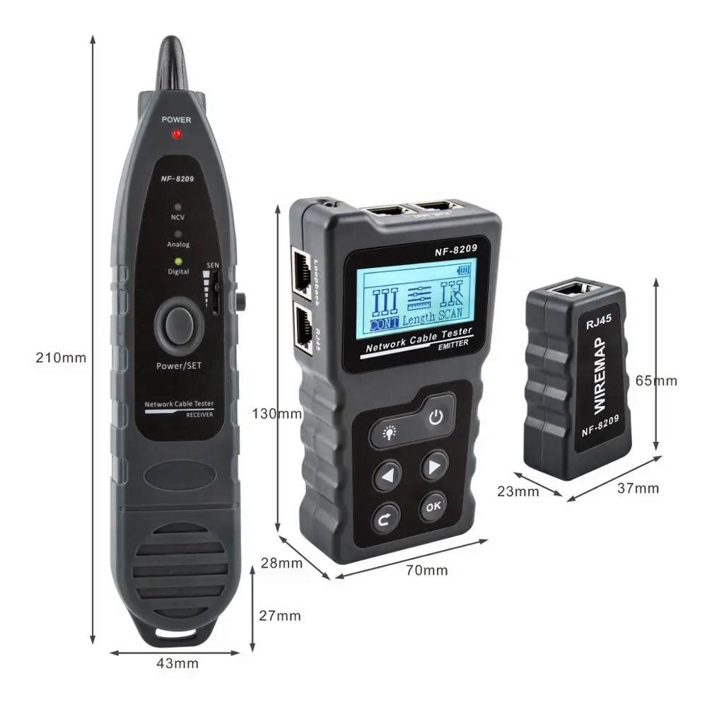 NF-8209 RJ45 Cable Tracker POE network Wire Checker cable tester Test Network Tool Scan Cable Wiremap utp Tester NF-8209 RJ45 Cable Tracker POE network Wire Checker cable tester Test Network Tool Scan Cable Wiremap utp Tester