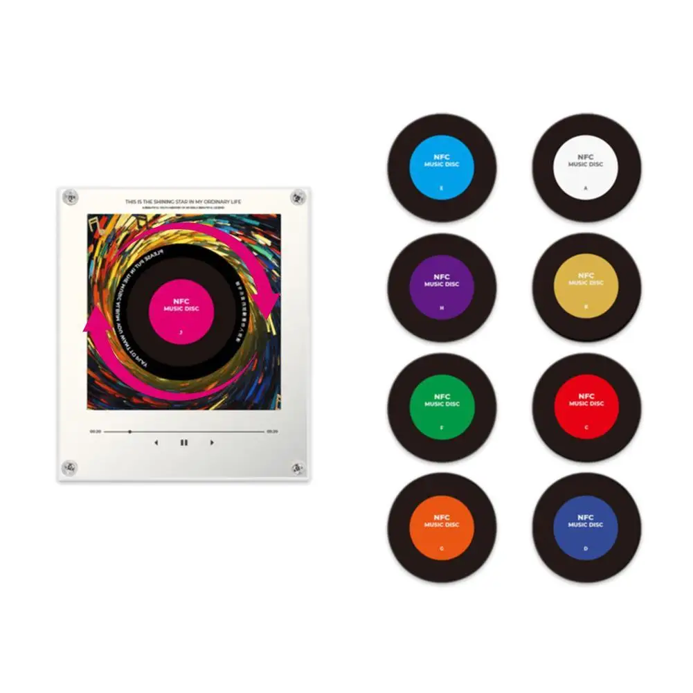 NFC Sensing Song Player With 9 empty discs and Night Light Automatic Singing Refrigerator Magnetic Rotary Disc Machine NFC Sensing Song Player With 9 empty discs and Night Light Automatic Singing Refrigerator Magnetic Rotary Disc Machine