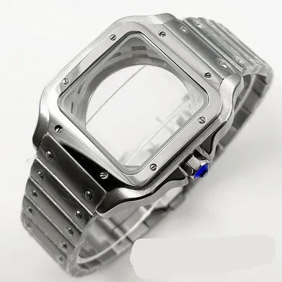 NH35 38mm Square Watch Case 316L Stainless steel Watch Accessories Santos Modification Parts for NH35 4R35 NH36 4R36