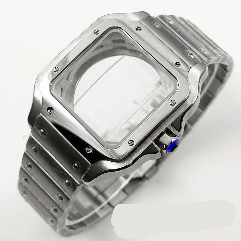NH35 38mm Square Watch Case 316L Stainless steel Watch Accessories Santos Modification Parts for NH35 4R35 NH36 4R36