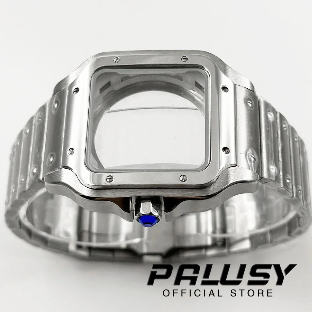 NH35 38mm Square Watch Case 316L Stainless steel Watch Accessories Santos Modification Parts for NH35 4R35 NH36 4R36