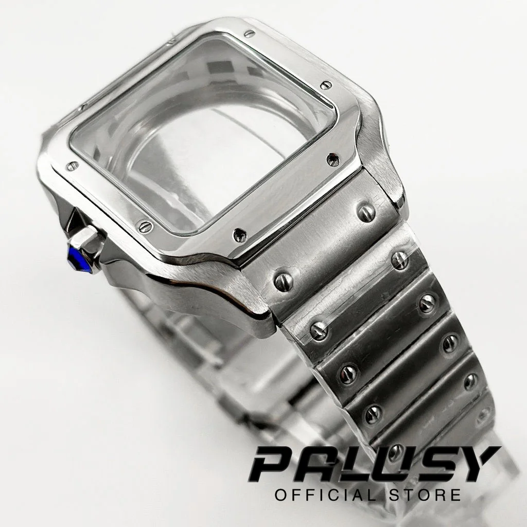NH35 38mm Square Watch Case 316L Stainless steel Watch Accessories Santos Modification Parts for NH35 4R35 NH36 4R36