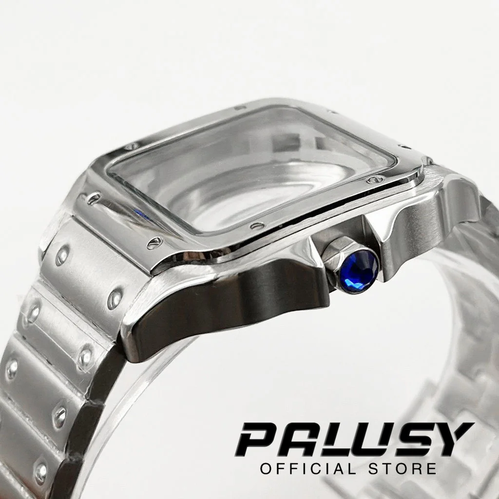NH35 38mm Square Watch Case 316L Stainless steel Watch Accessories Santos Modification Parts for NH35 4R35 NH36 4R36