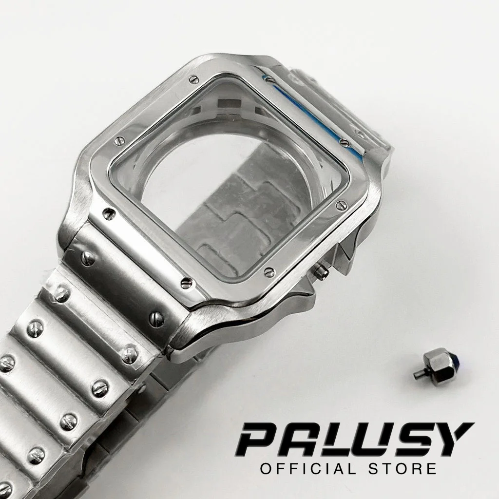 NH35 38mm Square Watch Case 316L Stainless steel Watch Accessories Santos Modification Parts for NH35 4R35 NH36 4R36
