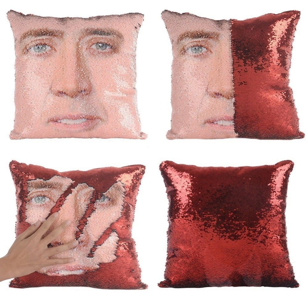 Nicolas Cage Sequin Pillow Funny Pillow Nicolas Cage Sequin Pillow Funny Pillow