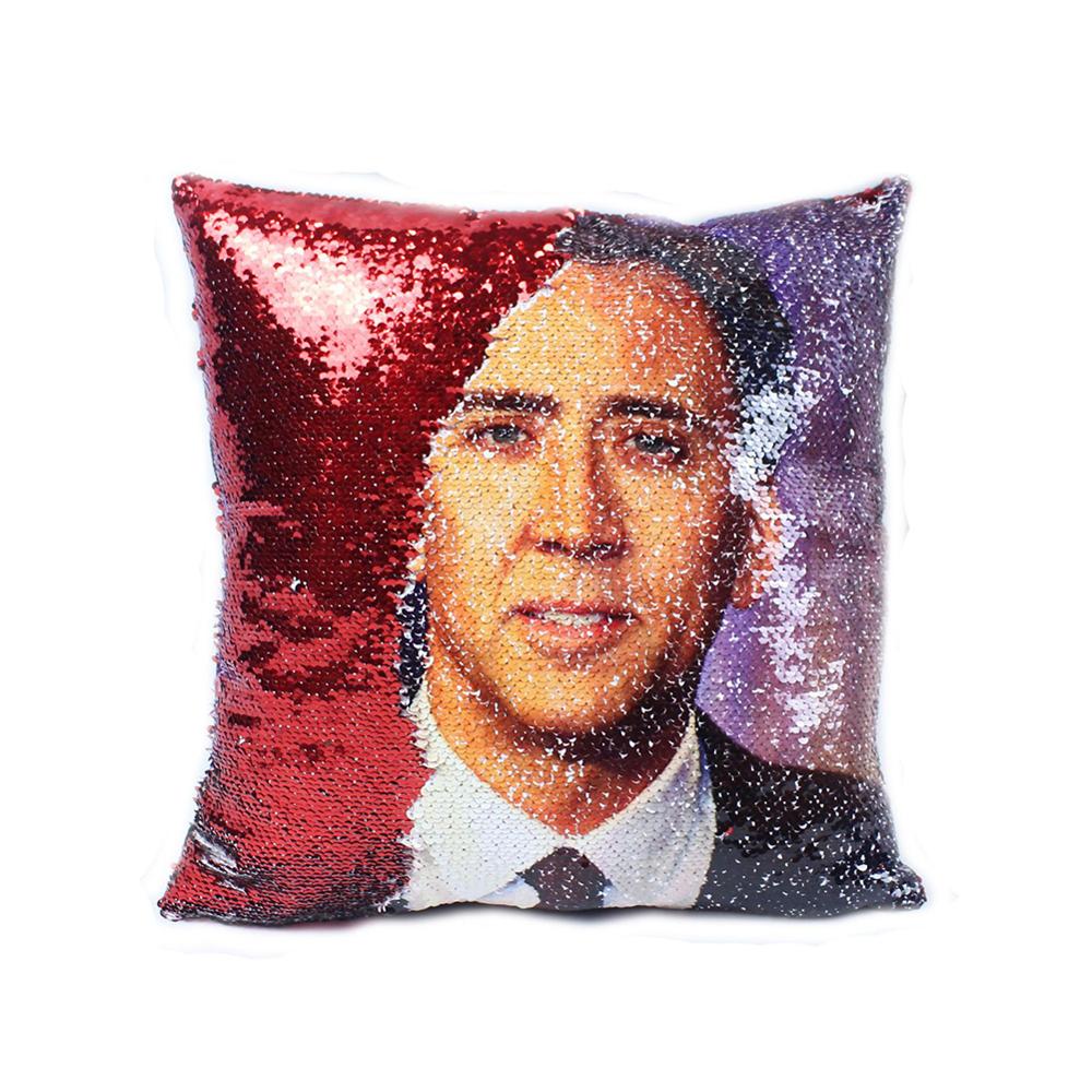 Nicolas Cage Sequin Pillow Funny Pillow