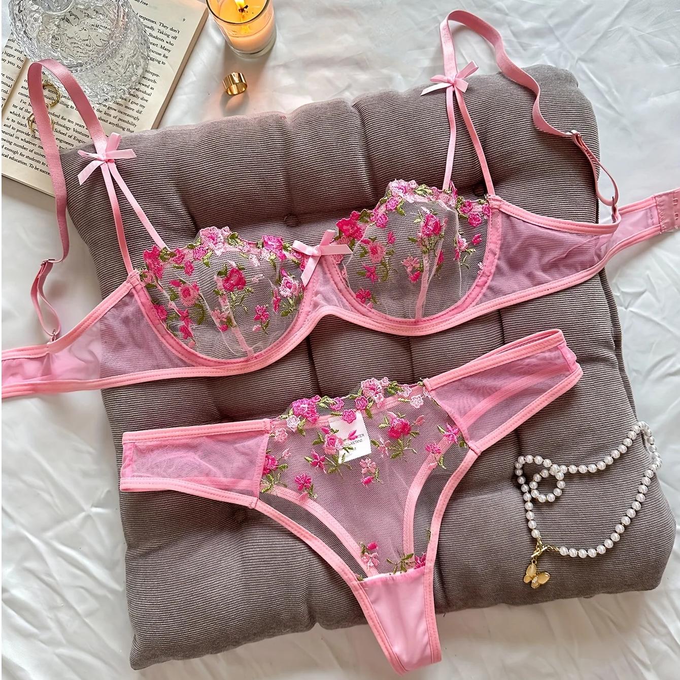 Night Beautiful Sexy Women 2 Piece floral Embroidery Underwear Sexy Erotic lingerie underwear Set Night Beautiful Sexy Women 2 Piece floral Embroidery Underwear Sexy Erotic lingerie underwear Set