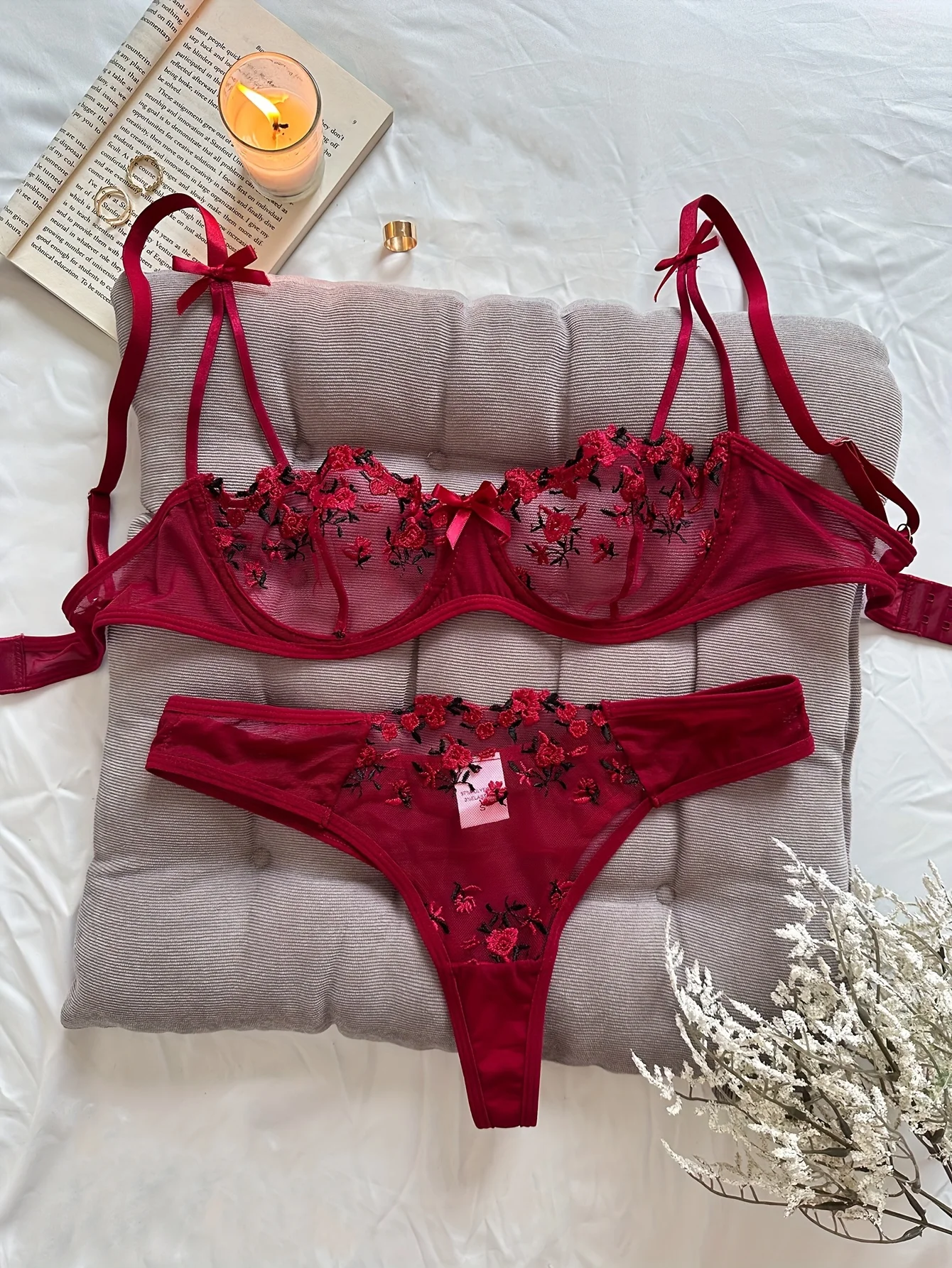 Night Beautiful Sexy Women 2 Piece floral Embroidery Underwear Sexy Erotic lingerie underwear Set Night Beautiful Sexy Women 2 Piece floral Embroidery Underwear Sexy Erotic lingerie underwear Set