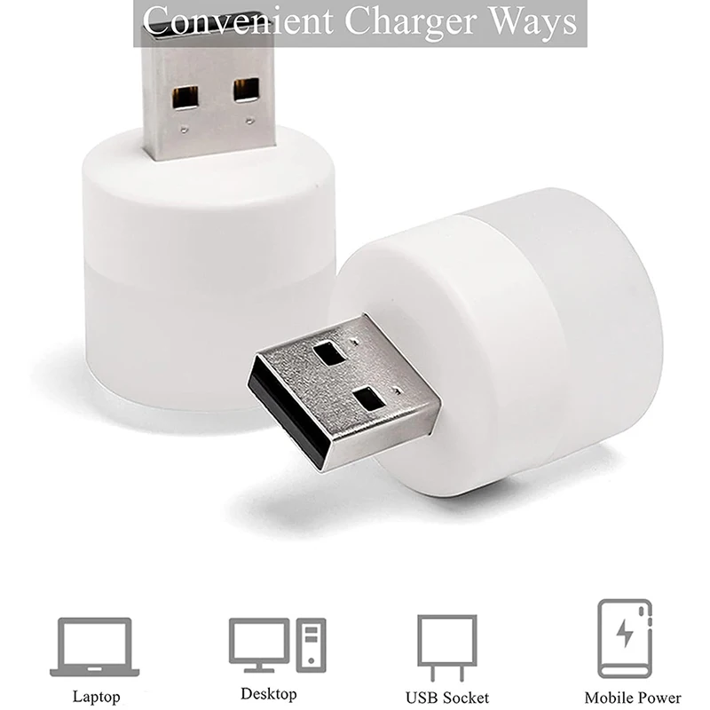 Night Light USB LED Mini Night Lamp Super Bright Eye Protection Book Light USB Plug Computer Mobile Power Charging Book