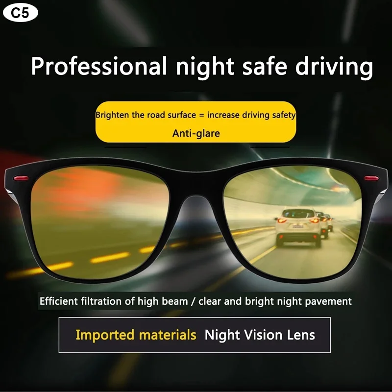 Night Vision Glasses PC Frame Polarized Sunglasses Men Outdoor Sport Sun Glasses Day Night Vision Driver Night Glasses