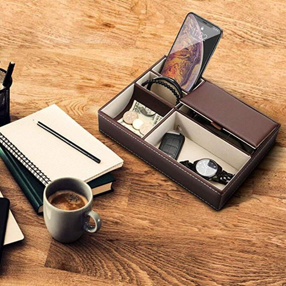 Nightstand Organizer PU Leather Box