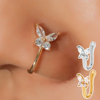 No Pierce Metal Butterfly Nose Hoop