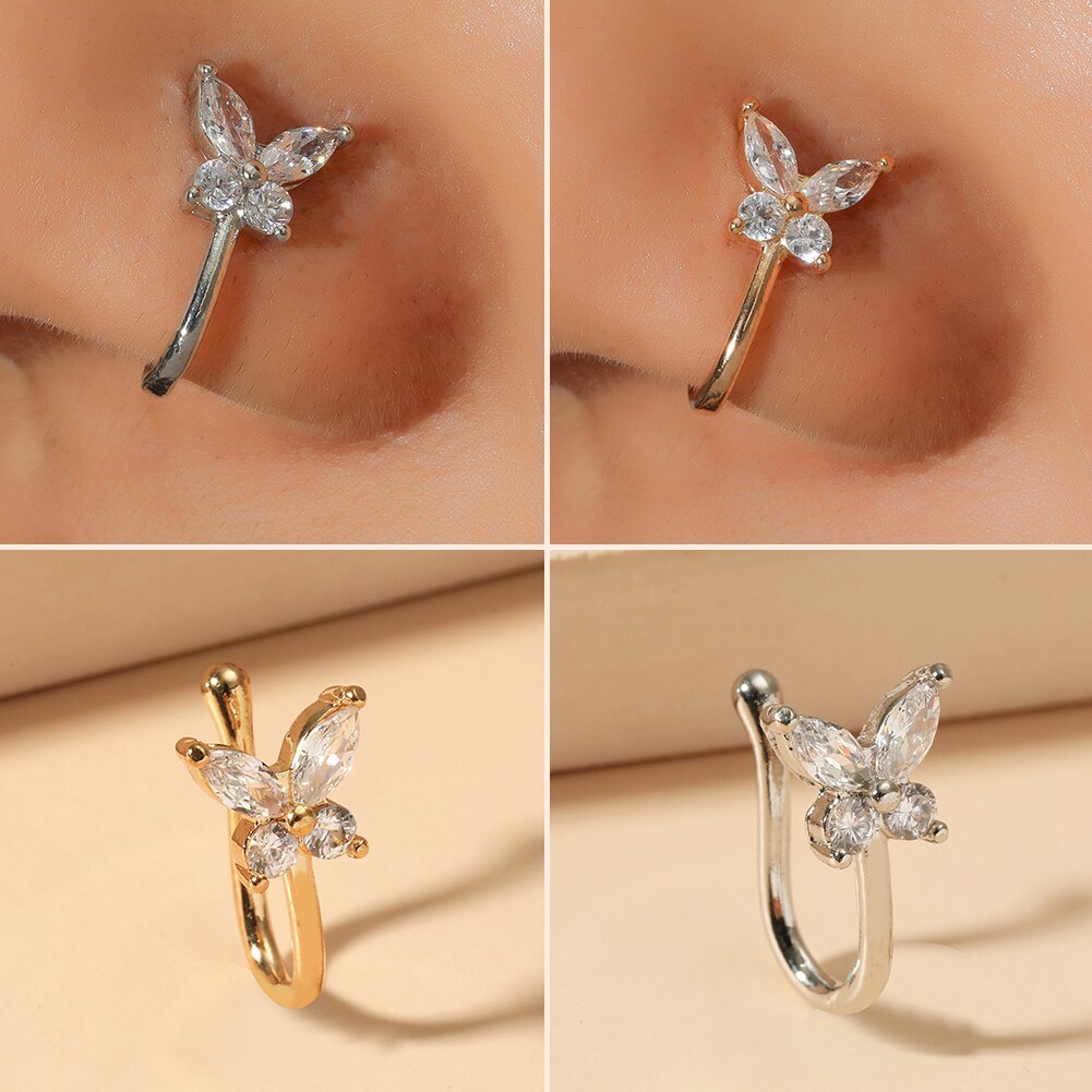 No Pierce Metal Butterfly Nose Hoop