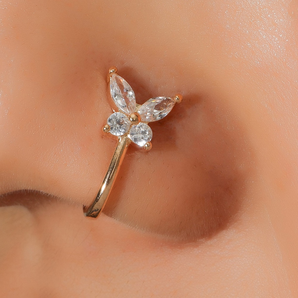 No Pierce Metal Butterfly Nose Hoop