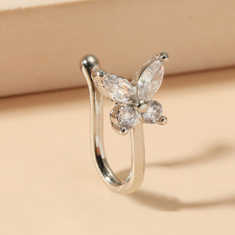 No Pierce Metal Butterfly Nose Hoop