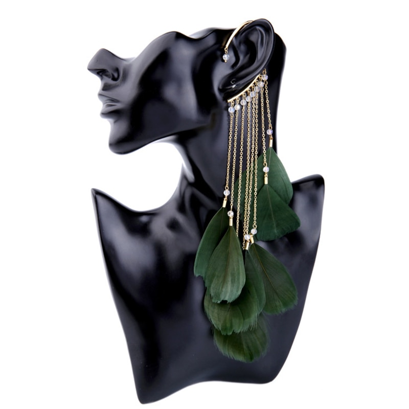 No Piercing Dangling Feather Ear Cuff (2 pcs) No Piercing Dangling Feather Ear Cuff (2 pcs)
