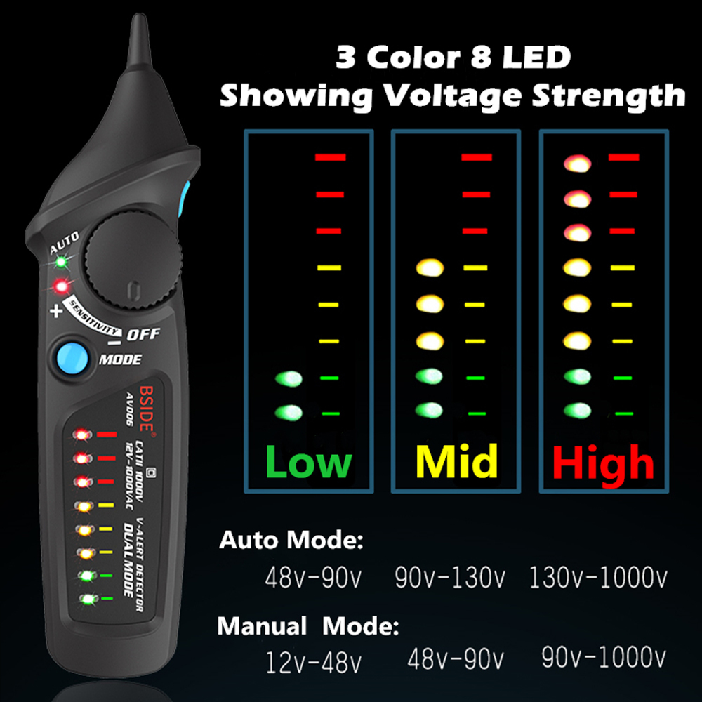 Non Contact Voltage detector indicator BSIDE AVD06 Profession Smart test pencil Live Phase Wire Breakpoint NCV