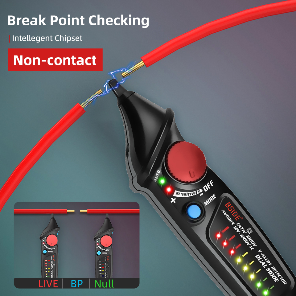 Non Contact Voltage detector indicator BSIDE AVD06 Profession Smart test pencil Live Phase Wire Breakpoint NCV