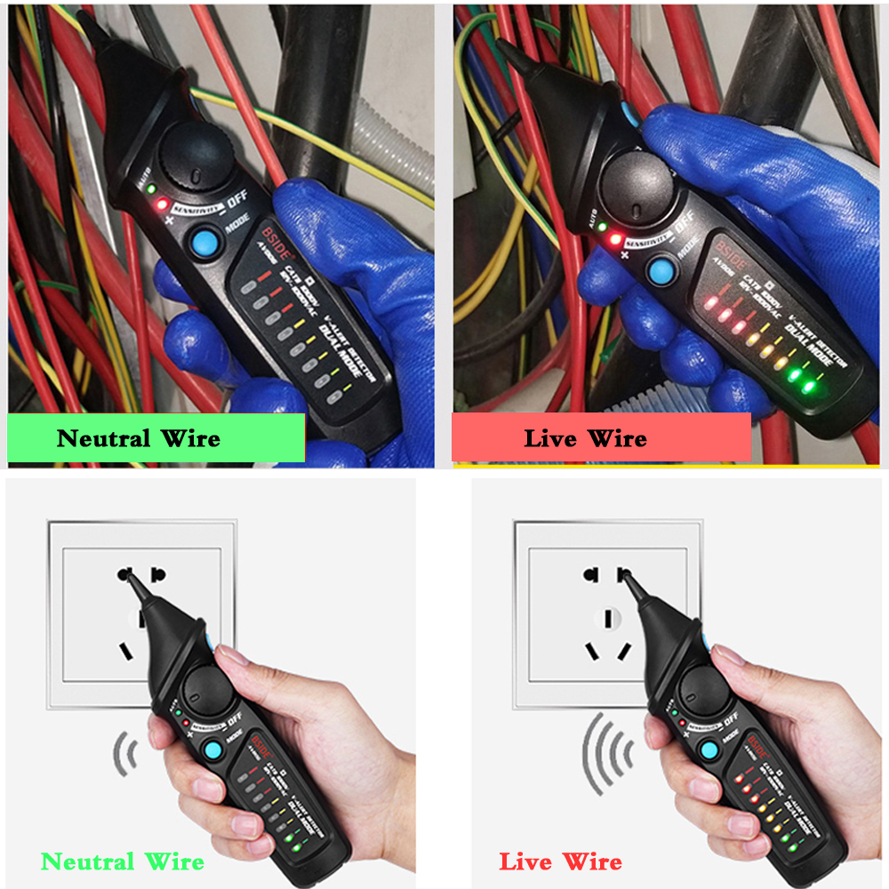 Non Contact Voltage detector indicator BSIDE AVD06 Profession Smart test pencil Live Phase Wire Breakpoint NCV