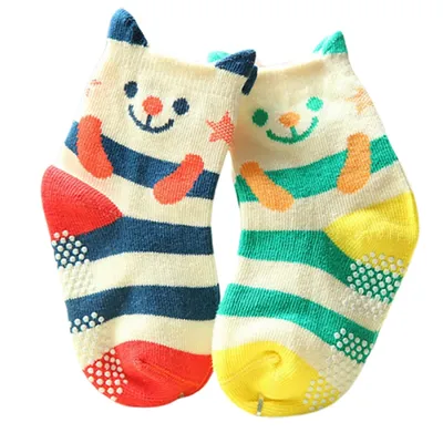 Non Slip Baby Socks Cotton Fabric (2 pairs) Non Slip Baby Socks Cotton Fabric (2 pairs)