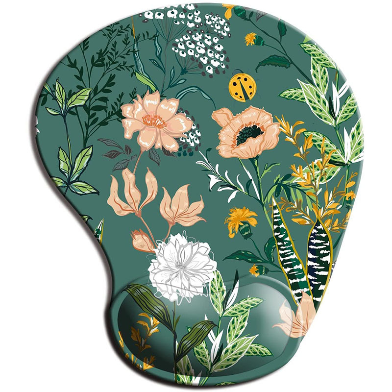 Non Slip Floral Mousepad with Wrist Support