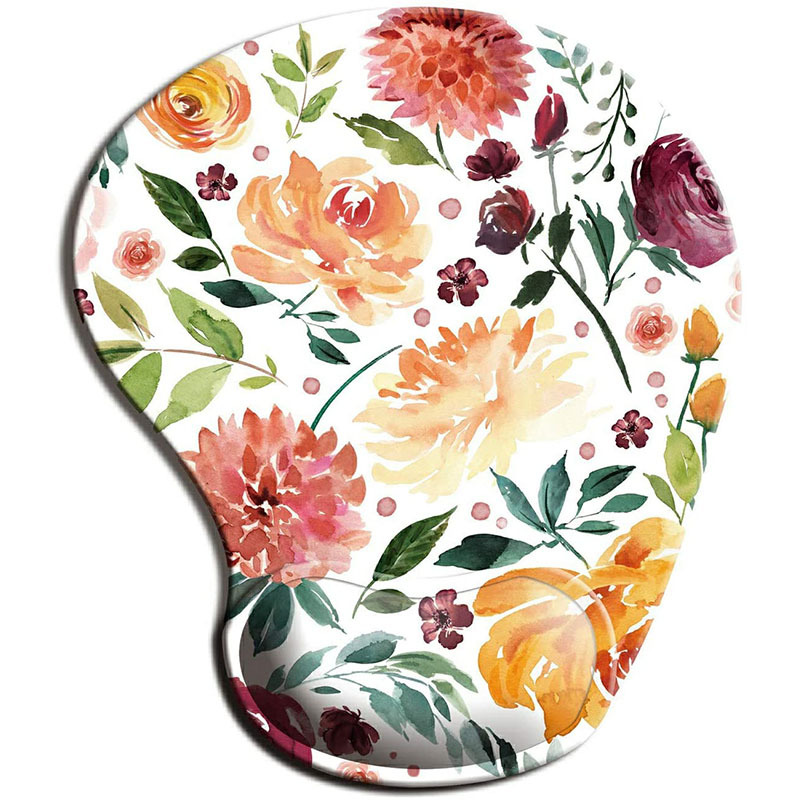 Non Slip Floral Mousepad with Wrist Support Non Slip Floral Mousepad with Wrist Support