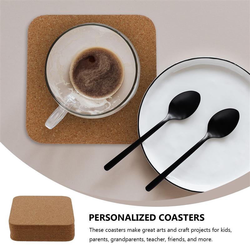 Non-Slip Square Cork Coasters (10pcs)
