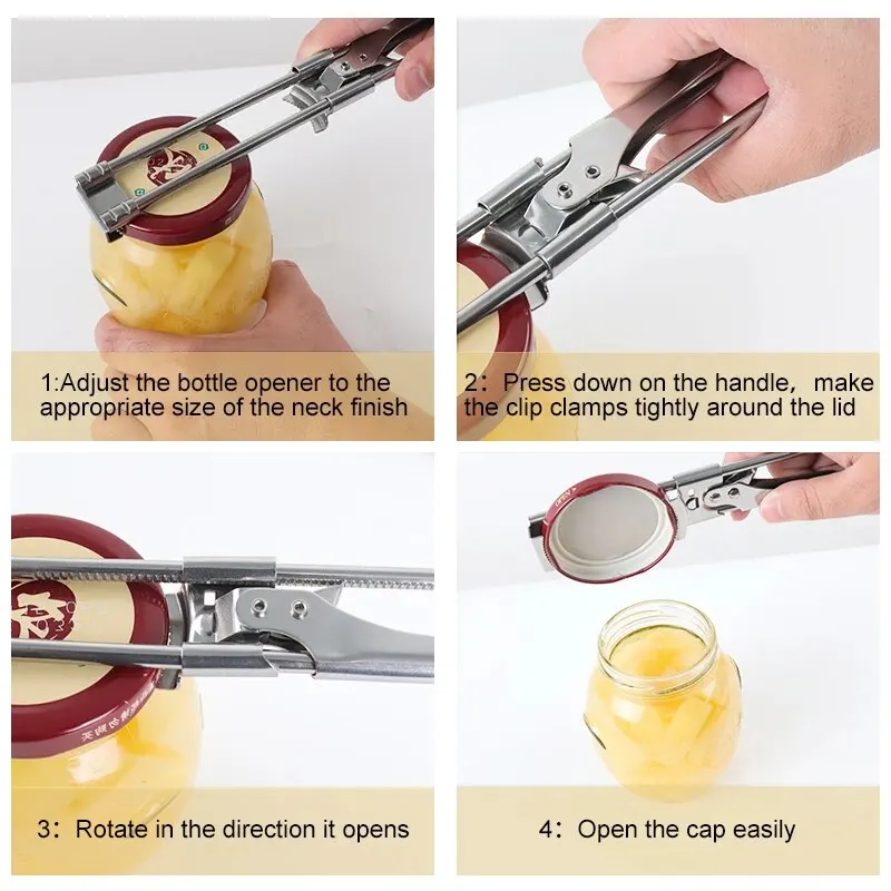 Non-slip Stainless Steel Can Opener Adjustable Bottle Opener