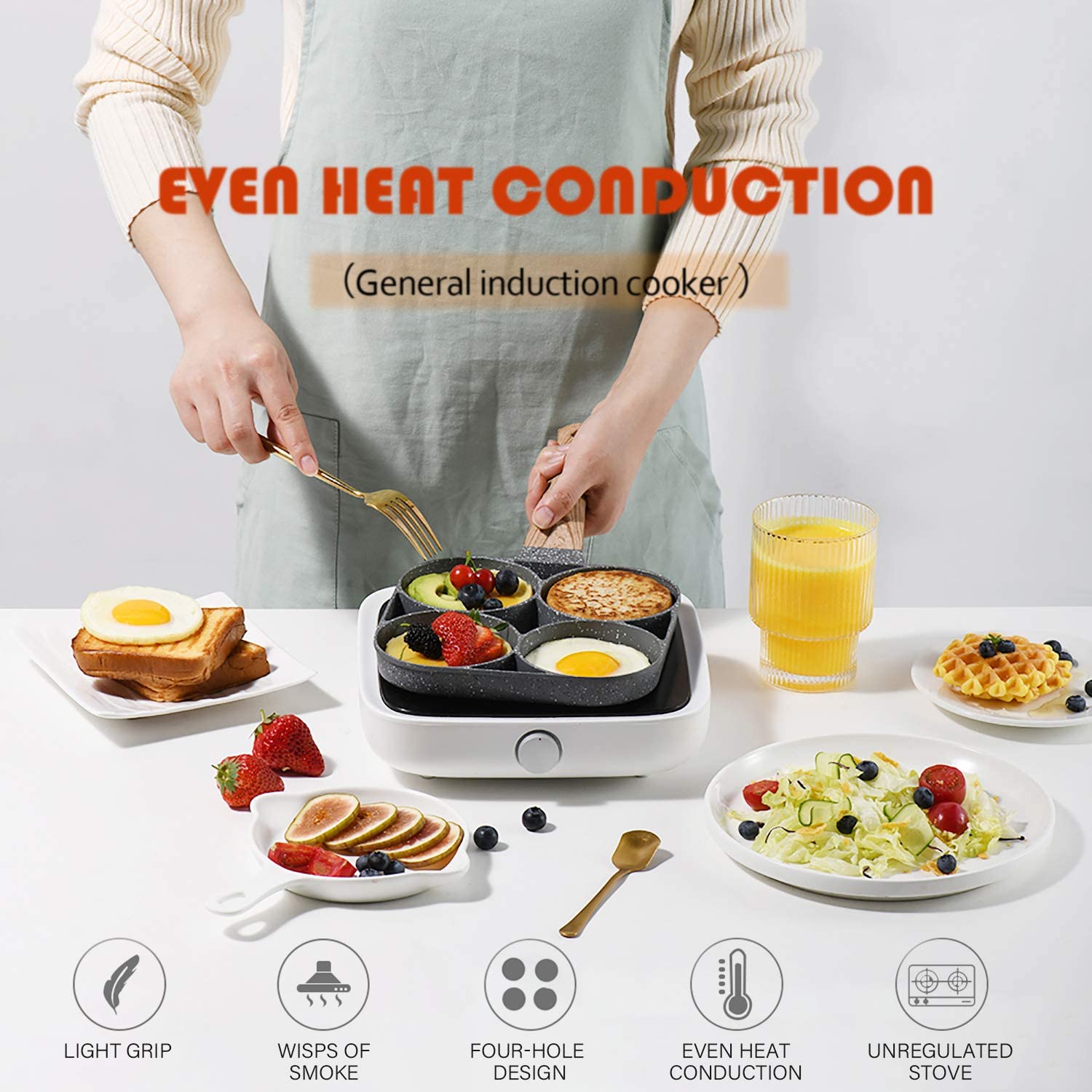 Non Stick 4 Hole Induction Pancake Pan Non Stick 4 Hole Induction Pancake Pan