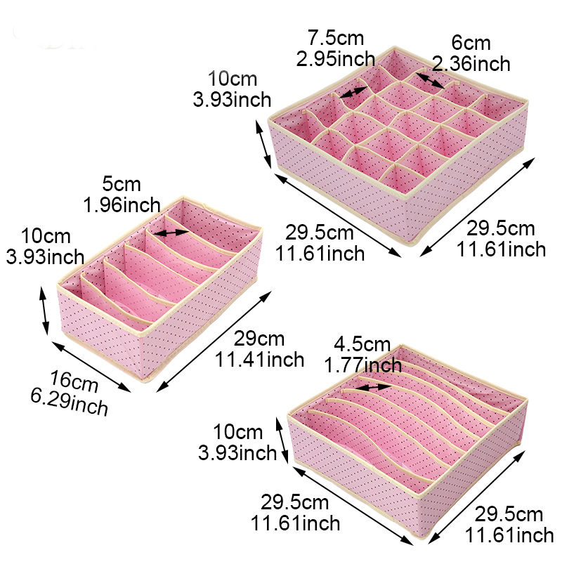 Non-Woven Fabric Underwear Organizer Storage Box (Set of 3)