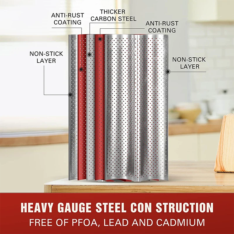 Nonstick Perforated French Bread Baking Pan Carbon Steel Baguette Pan French Bread 4 Wave Loaves Loaf Bake Mold