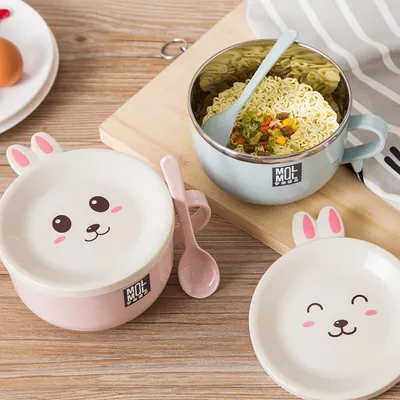 Noodle Bowl with Lid and Spoon Noodle Bowl with Lid and Spoon