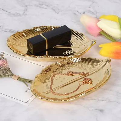 Nordic Ceramic Gold Leaf Tray