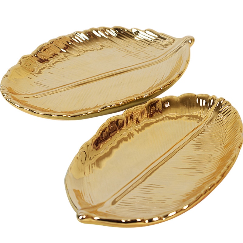 Nordic Ceramic Gold Leaf Tray