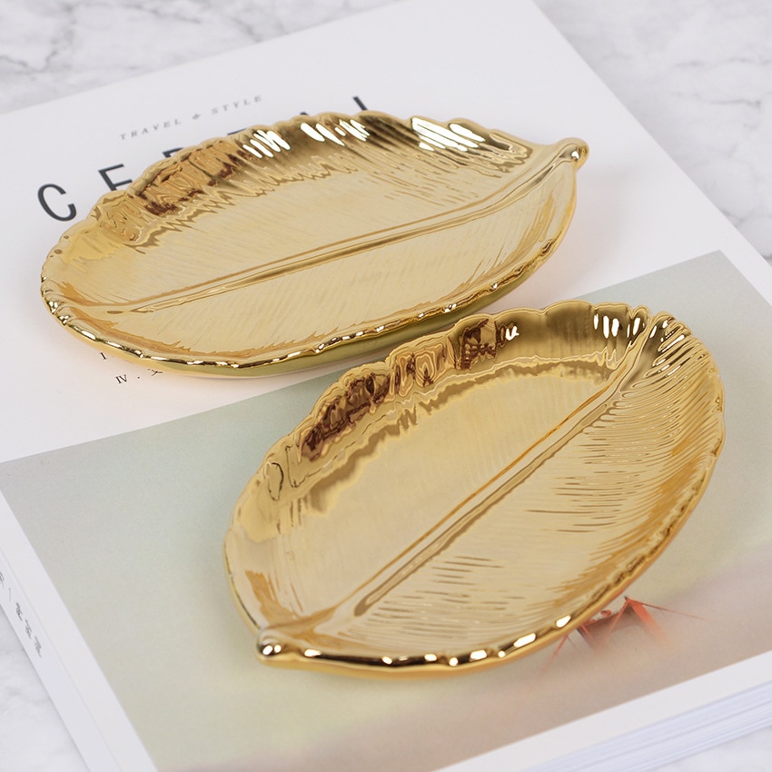 Nordic Ceramic Gold Leaf Tray