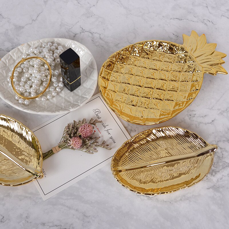 Nordic Ceramic Gold Leaf Tray