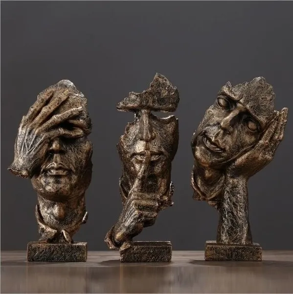 Nordic Creative Abstract Sculpture Silence Is Gold Figurine Ornaments Art Resin CraftOffice Home Decoration Accessories Nordic Creative Abstract Sculpture Silence Is Gold Figurine Ornaments Art Resin CraftOffice Home Decoration Accessories