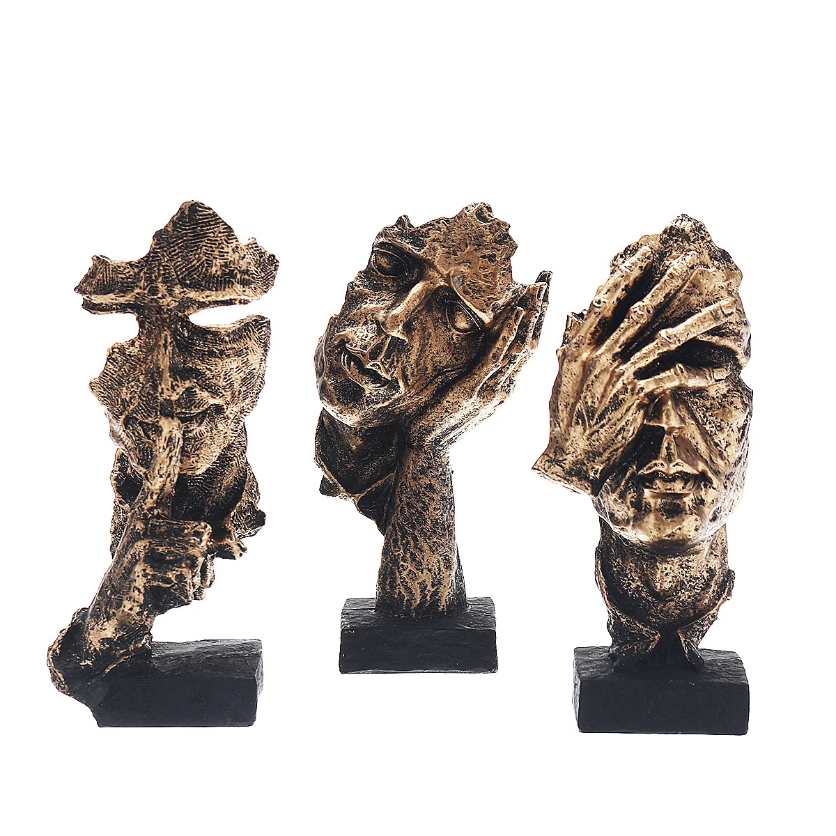 Nordic Creative Abstract Sculpture Silence Is Gold Figurine Ornaments Art Resin CraftOffice Home Decoration Accessories