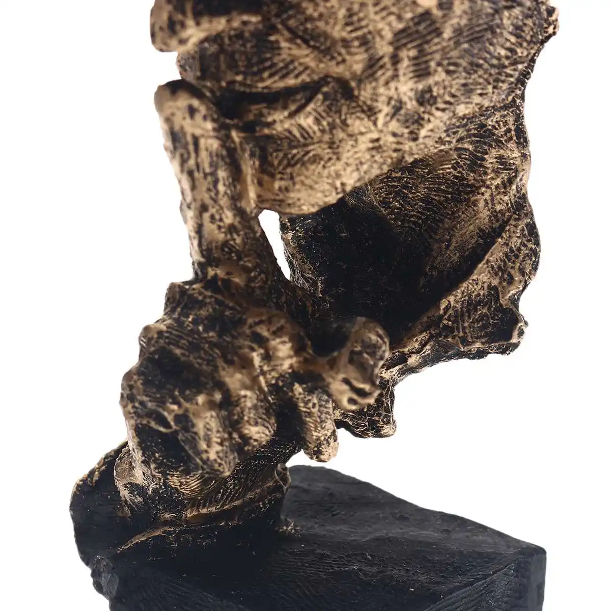 Nordic Creative Abstract Sculpture Silence Is Gold Figurine Ornaments Art Resin CraftOffice Home Decoration Accessories