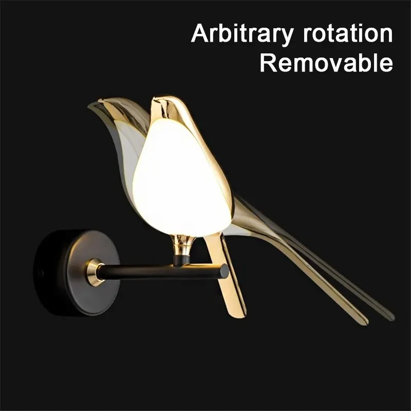 Nordic Golden Bird LED Wall Lights Parlor Bar Creative Wall Lamps Novelty Sconces Bedroom Bedside Lamp Living Room