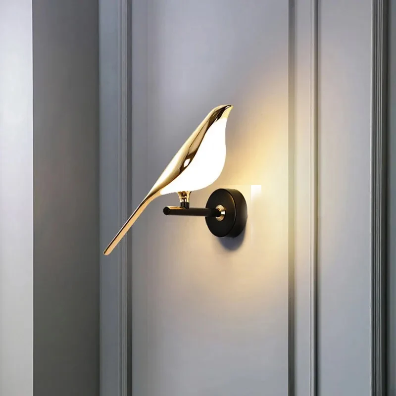Nordic Golden Bird LED Wall Lights Parlor Bar Creative Wall Lamps Novelty Sconces Bedroom Bedside Lamp Living Room