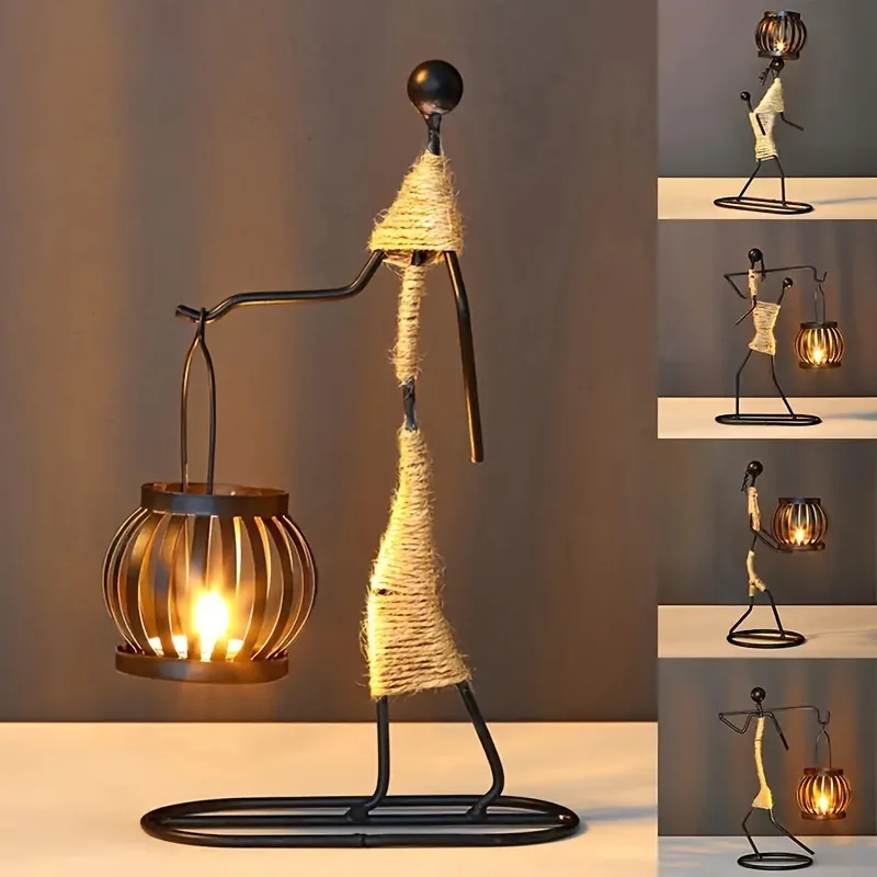 Nordic Metal Candlestick Abstract Character Sculpture Candle Holder Decors Handmade Figurines Home Decoration Art Gifts