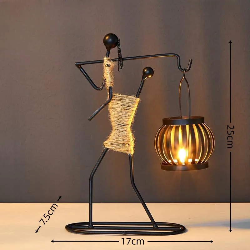 Nordic Metal Candlestick Abstract Character Sculpture Candle Holder Decors Handmade Figurines Home Decoration Art Gifts