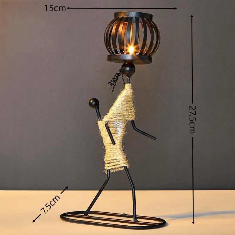 Nordic Metal Candlestick Abstract Character Sculpture Candle Holder Decors Handmade Figurines Home Decoration Art Gifts