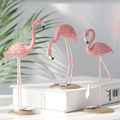 Nordic Metal Pink Flamingo Statue