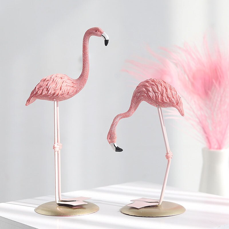 Nordic Metal Pink Flamingo Statue