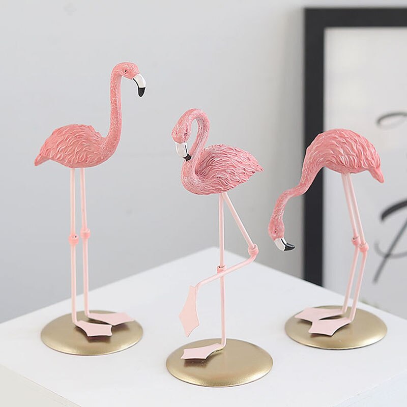 Nordic Metal Pink Flamingo Statue