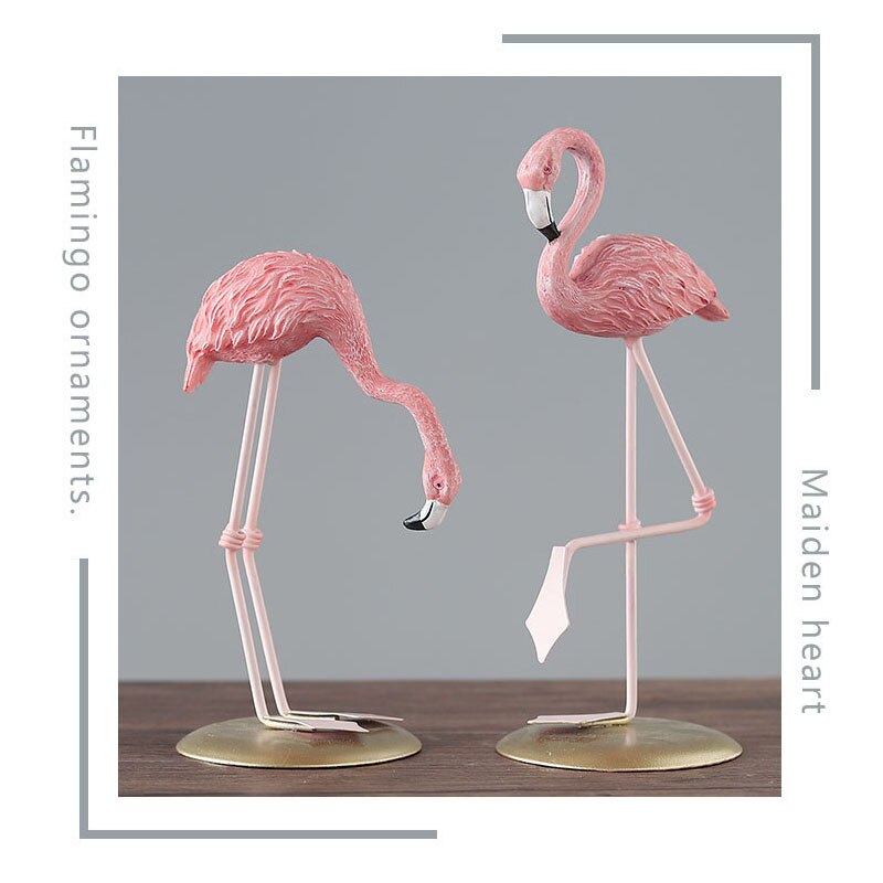 Nordic Metal Pink Flamingo Statue